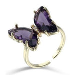 crystal glass butterfly ring purple