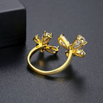 crystal gold butterfly ring side view