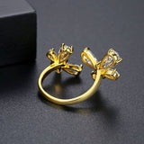 crystal gold butterfly ring side view