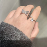 crystal sterling silver butterfly ring woman