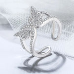 crystal sterling silver butterfly ring side view