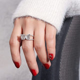 crystal sterling silver butterfly ring on finger