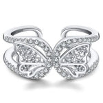 crystal sterling silver butterfly ring