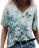 cyan blue butterfly t shirt