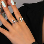 open dainty butterfly ring 