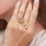 double butterfly ring gold women