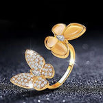 double butterfly ring gold front view