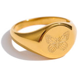 engraved butterfly ring