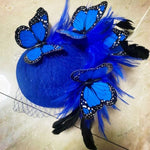 blue monarch butterfly fascinator hat