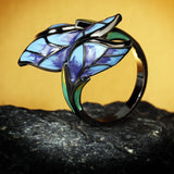 flare blue butterfly ring enamel