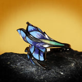 flare blue butterfly ring women