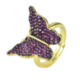 gold and purple butterfly ring