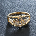 gold butterfly flower ring jewelry