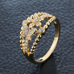 gold butterfly flower ring with zircon