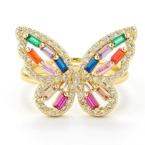 gold monarch butterly ring