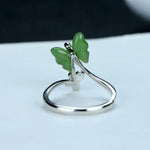 green jade butterfly ring front view