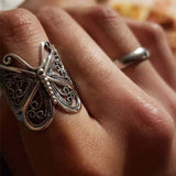 hollow butterfly ring on finger