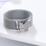 silver honeycomb butterfly ring