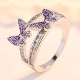 light purple butterfly ring for women