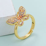 modern gold butterfly ring for women