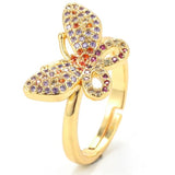 modern gold butterfly ring