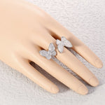 mother of pearl butterfly ring grey on finger