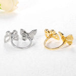 mother of pearl butterfly ring grey and yellow jewelry