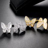 mother of pearl butterfly ring grey and yellow