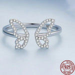 open butterfly ring silver front view