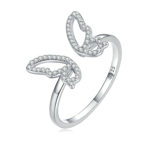 open butterfly ring silver