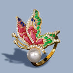 pearl butterfly ring handmade