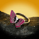 pink enamel butterfly ring side view