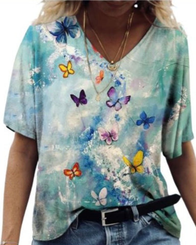 powder blue butterfly t shirt