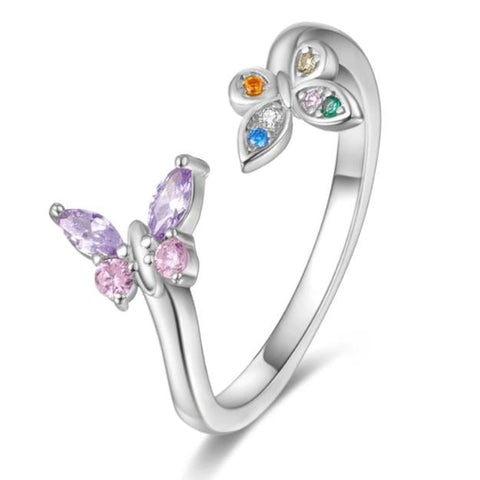 purple and pink butterfly ring