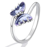 purple crystal butterfly ring