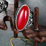 red coral butterfly ring front view