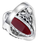 red coral butterfly ring silver