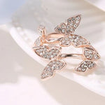 rose gold crystal butterfly ring jewelry