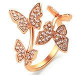 rose gold crystal butterfly ring