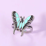silver turquoise butterfly ring vertical