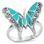 silver turquoise butterfly ring