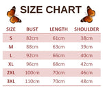 size chart for mouth butterfly t shirt