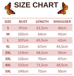size chart for aster and butterfly t shirt