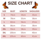 size chart for fearless butterfly t shirt