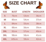 size chart for gerbera butterfly t shirt