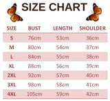 size chart for gerbera butterfly t shirt