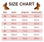 size chart for illusion butterfly t shirt