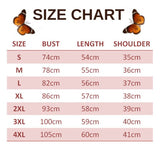 size chart for love butterfly t shirt