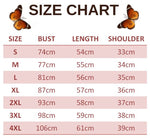 size chart for globeflower illusion butterfly t shirt