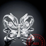 sterling silver filigree butterfly ring women
